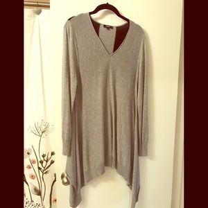 Grey Sweater with Black Strips on the Back